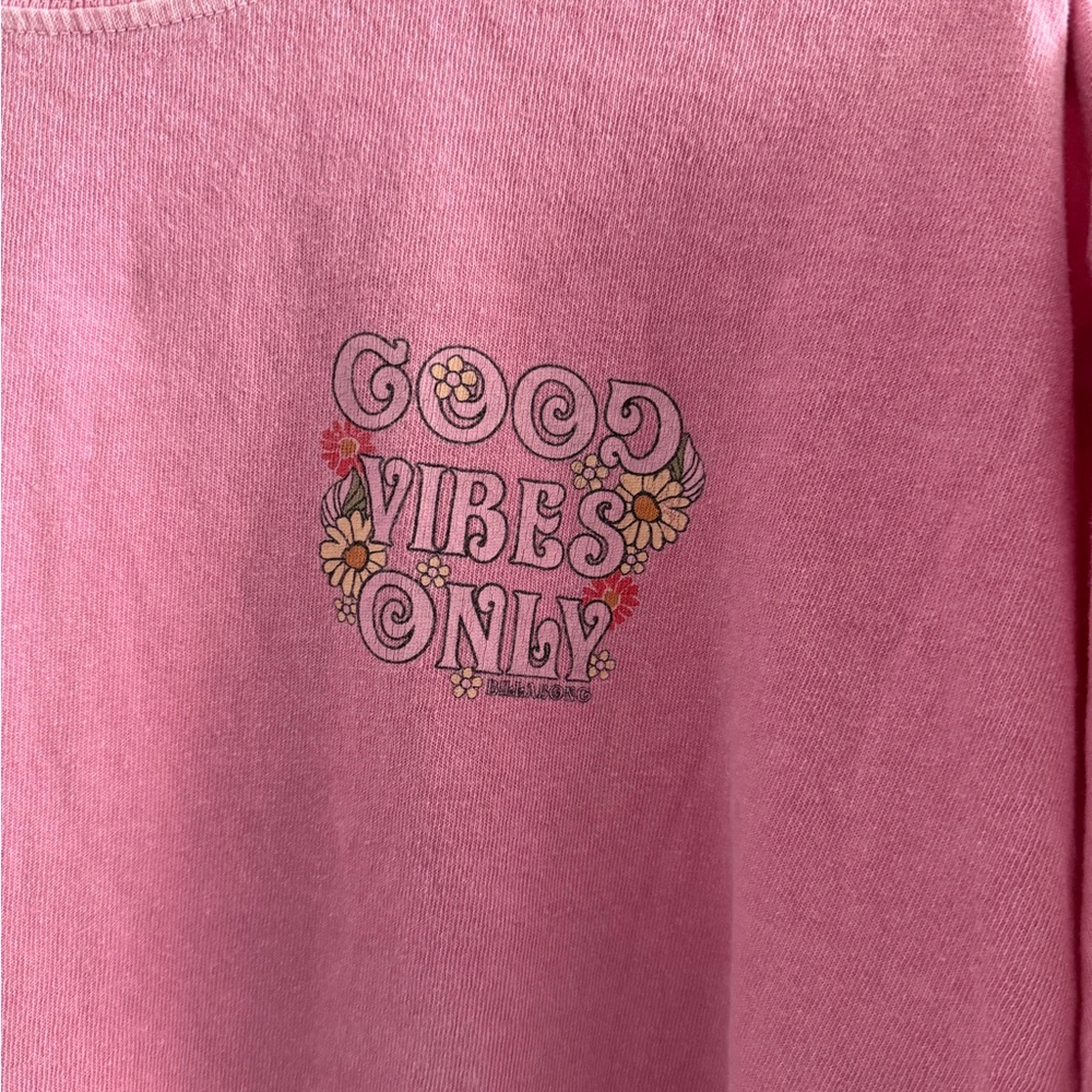 Billabong Pink Crop Top with 'Good Vibes Only' Print - Picture 3 of 6
